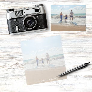 Custom family photo summer vacation white text notepad