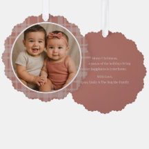 Custom Family Photo Terracotta Beige Plaid Holiday