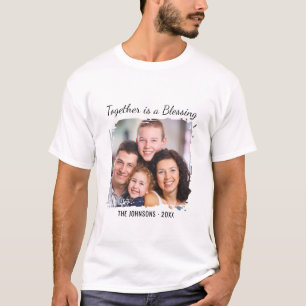Custom Family Photo Together Is a Blessing Quote T-Shirt
