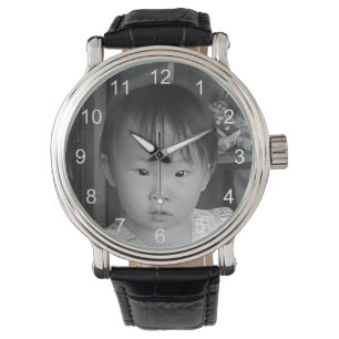 Custom Family Photo WatchWhite Numbers Watch