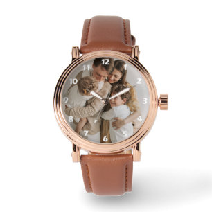 Custom Family Photo White Numbers  Watch