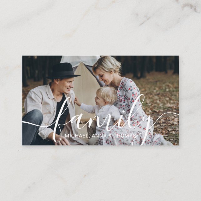 Custom family photo with custom name business card (Front)