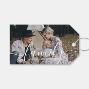Custom family photo with custom name gift tags