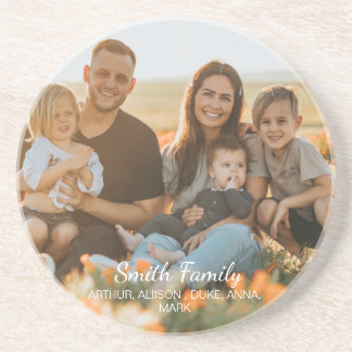 Custom family photo with custom names  coaster