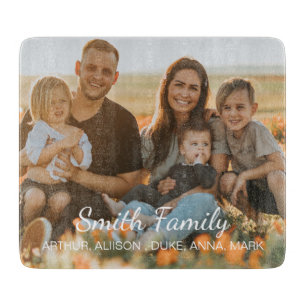 Custom family photo with custom names cutting board