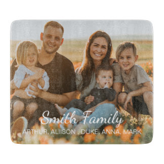 Custom family photo with custom names    cutting board