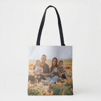 Custom family photo with custom names    tote bag