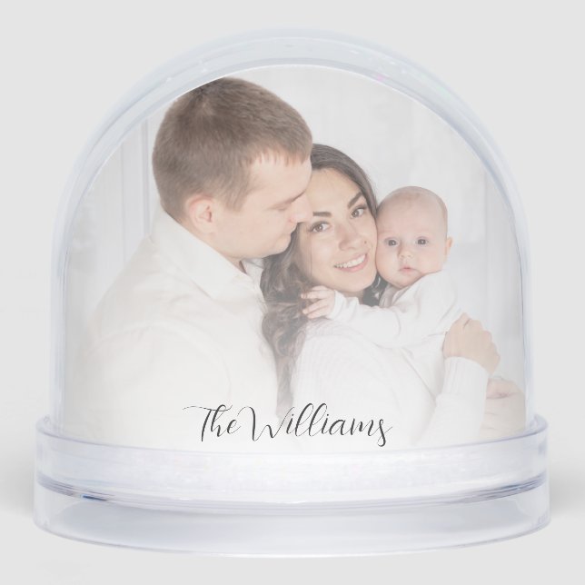 Custom Family Photo with Text | Christmas Keepsake Snowglobe (Front)