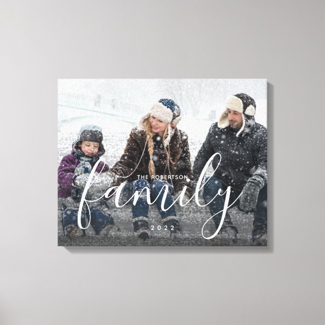 Custom Family Photography Black Abstract Overlay Canvas Print (Front)