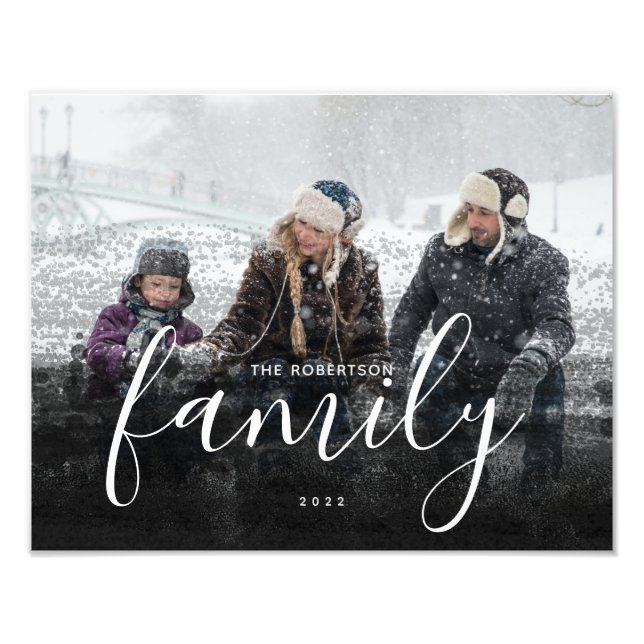 Custom Family Photography Black Abstract Overlay Photo Print (Front)