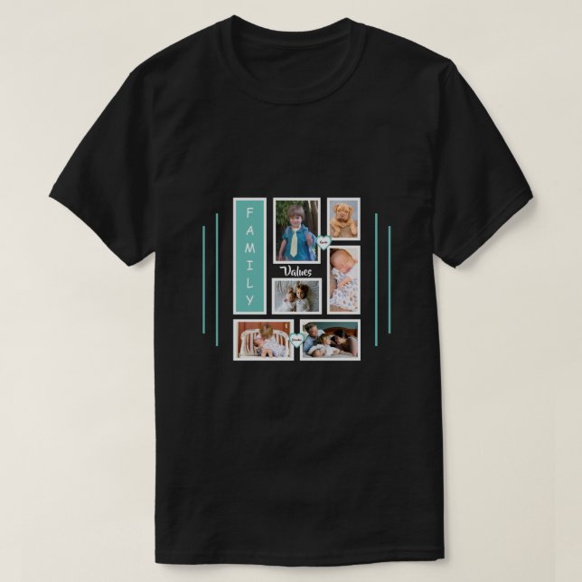 Custom Family Photos Collage Design T-Shirt (Design Front)