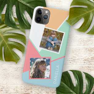 Custom Family Photos on Geometric Mosaic Pattern iPhone 11 Pro Max Case