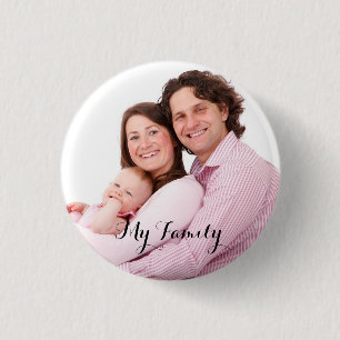 Custom, family picture 3 cm round badge