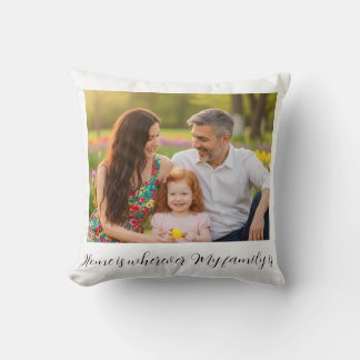 Custom Family Portrait Personalised Message Cushion