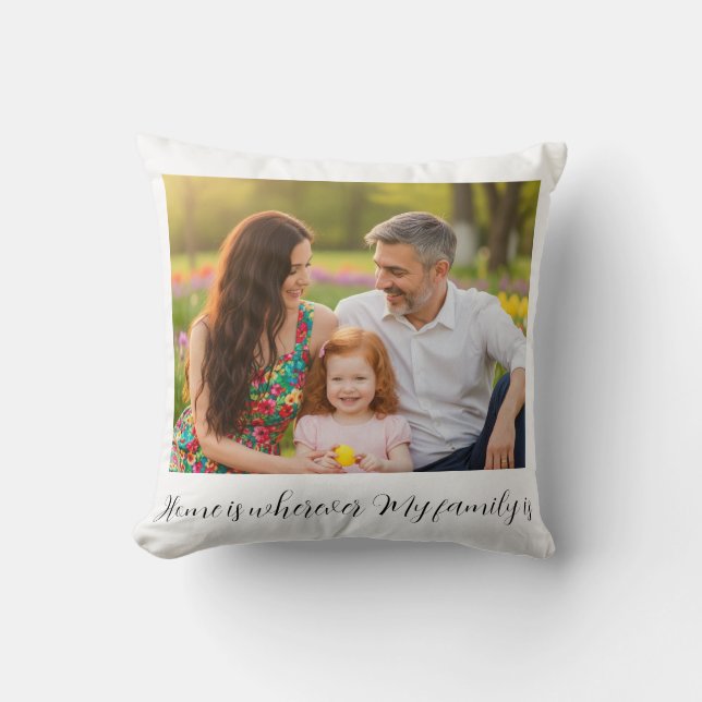 Custom Family Portrait Personalised Message Cushion (Front)
