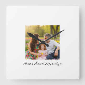 Custom Family Portrait Personalised Message Square Wall Clock