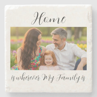 Custom Family Portrait Personalised Message Stone Coaster