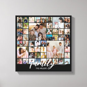 Custom Family Portrait Photo Collage 50 Pictures Canvas Print