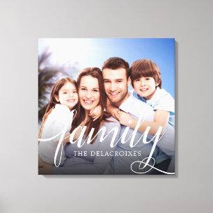 Custom Family Portrait Photo Handwriting Canvas Print