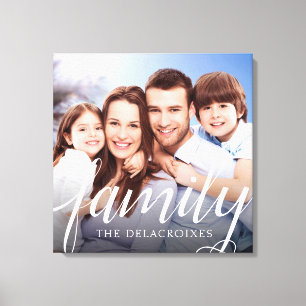 Custom Family Portrait Photo Handwriting Canvas Print