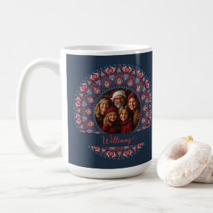 Custom Family Portrait Russet Christmas Mandala Coffee Mug