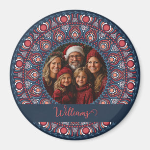 Custom Family Portrait Russet Christmas Mandala Magnet