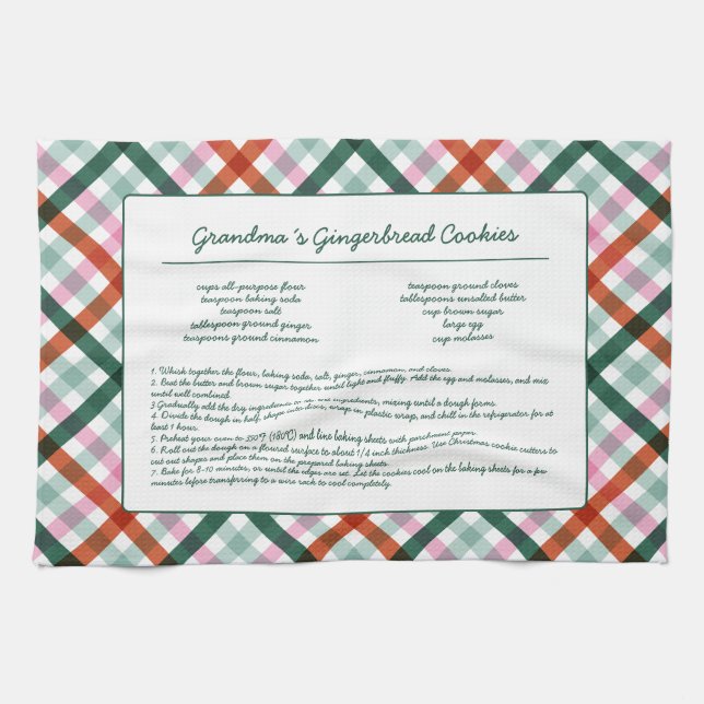 Custom Family Recipe Christmas Tea Towel (Horizontal)