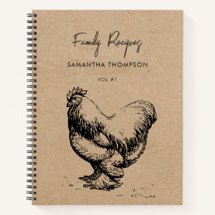 Custom Family Recipe Cookbook Kraft Brown Paper Notebook