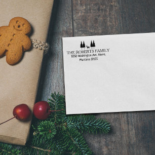 Custom Family Return Address, Christmas Rubber Stamp