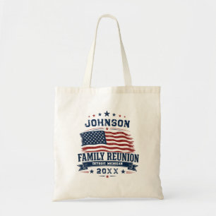 Custom Family Reunion American Flag Tote Bag