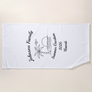 Custom Family Reunion Beach Summer Vacation White Beach Towel