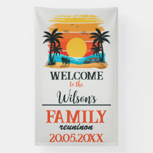 Custom Family Reunion Beach Sunset Palms Trees Banner