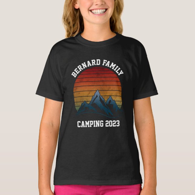 CUSTOM FAMILY REUNION CAMPING SUNSET MOUNTAIN TRIP T-Shirt (Front)