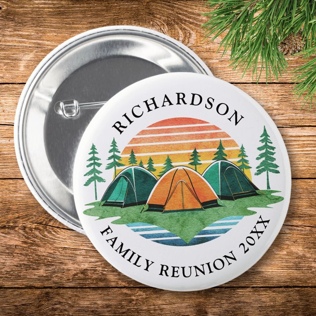 Custom Family Reunion Camping Trip 6 Cm Round Badge (Creator Uploaded)
