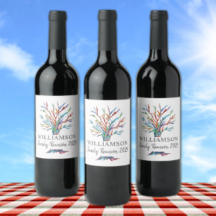 Custom Family Reunion Family Tree Wine Label