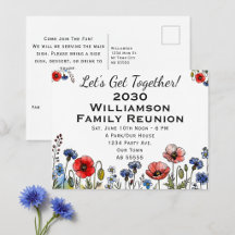 Custom Family Reunion Floral Postcard Invite