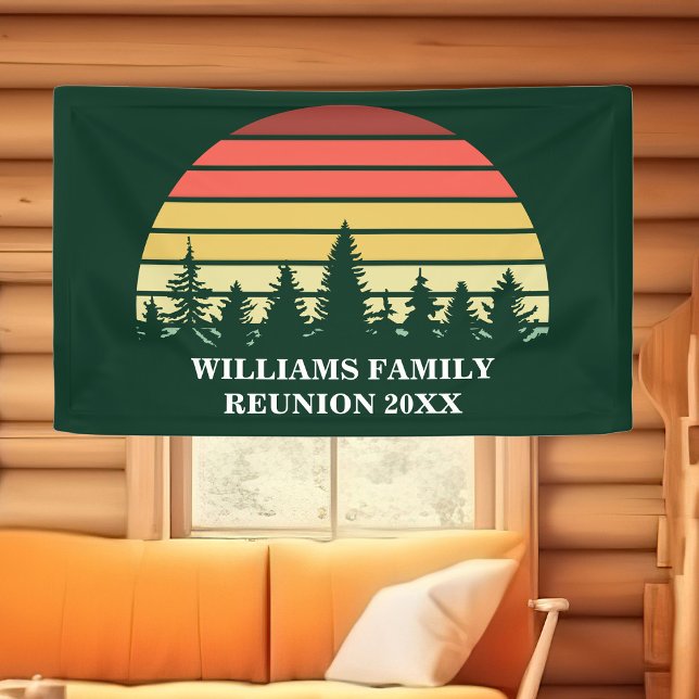 Custom Family Reunion Forest Sunset Green Trees Banner (Creator Uploaded)
