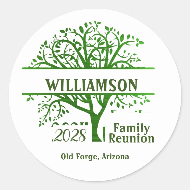 Custom Family Reunion Genealogy Tree Matching  Classic Round Sticker (Front)