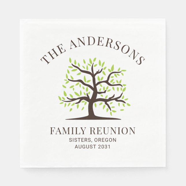 Custom Family Reunion Genealogy Tree Paper Napkin (Front)