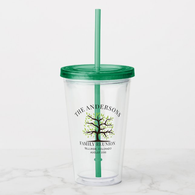 Custom Family Reunion Genealogy Tree Party Acrylic Tumbler (Front)