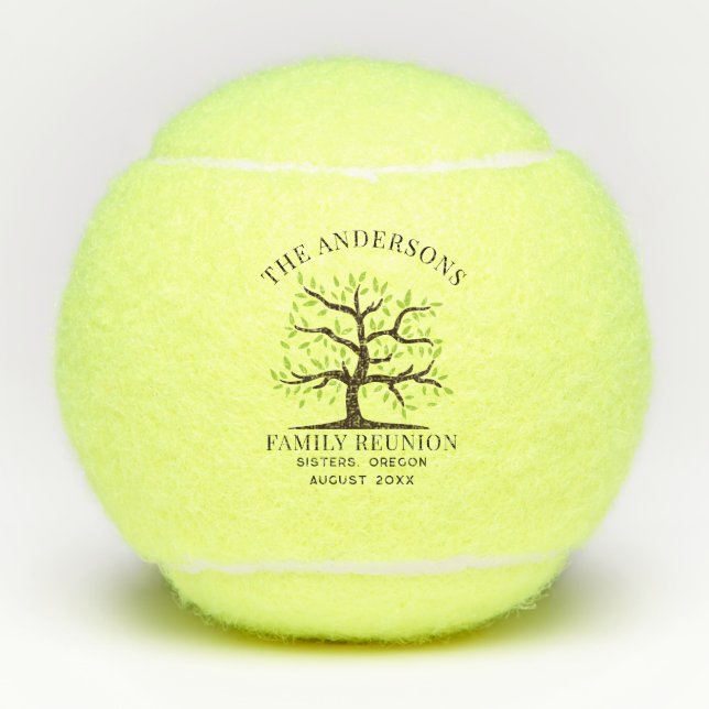 Custom Family Reunion Genealogy Tree Tennis Balls (Front)