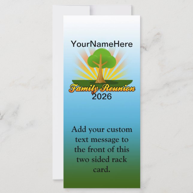 Custom Family Reunion, Green Tree with Sun Rays (Front)