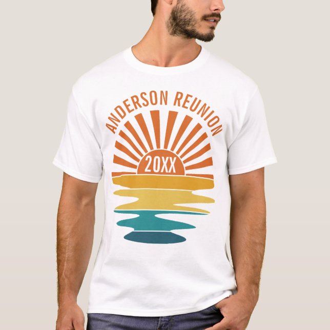 Custom Family Reunion Retro Sunset T-Shirt (Front)