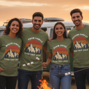 Custom Family Reunion Road Trip Mountain Sunset T-Shirt