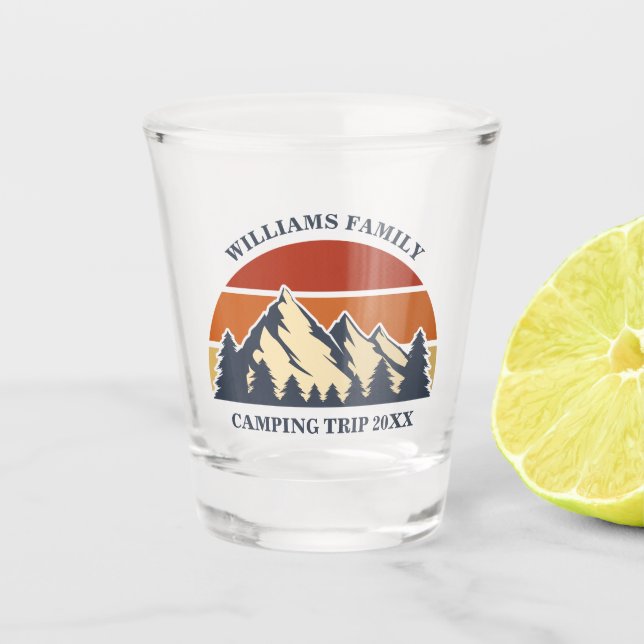 Custom Family Reunion Road Trip Sunset Keepsake Shot Glass (Front)