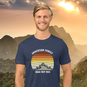 Custom Family Reunion Sunset Mountain Road Trip Tri-Blend Shirt