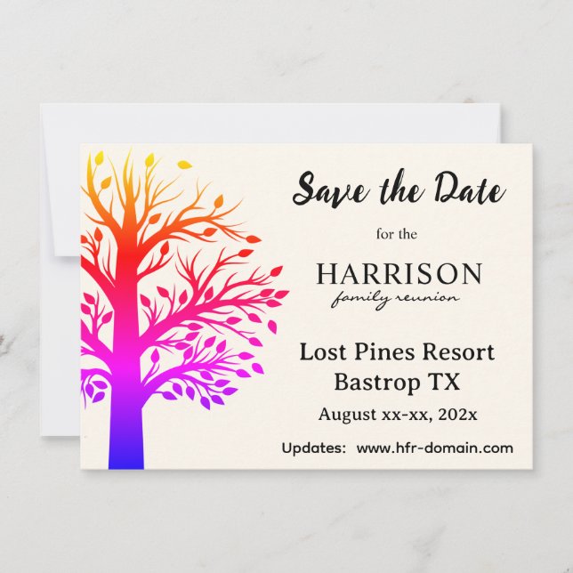 Custom Family Reunion Venue and Dates Flat Card (Front)