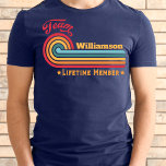 Custom Family Reunion Vintage Matching Monogram T-Shirt<br><div class="desc">Make your family reunion extra special with the Custom Family Reunion Vintage Matching Monogram T-Shirt. Our t-shirts feature a fun sunset retro design personalised with your family name. Whether you're planning a picnic, road trip or a cruise, these trendy and unique shirts will bring your family together in style. Get...</div>