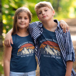 Custom Family Road Trip Mountains Nature Kids T-Shirt<br><div class="desc">This cool retro sunset over rocky mountains in nature makes a great image for an awesome set of customised t-shirts for a family reunion, road trip, or summer vacation. Commemorate your fun holiday week with matching tees for mum, dad, brother and sister. Just add your own last name and the...</div>