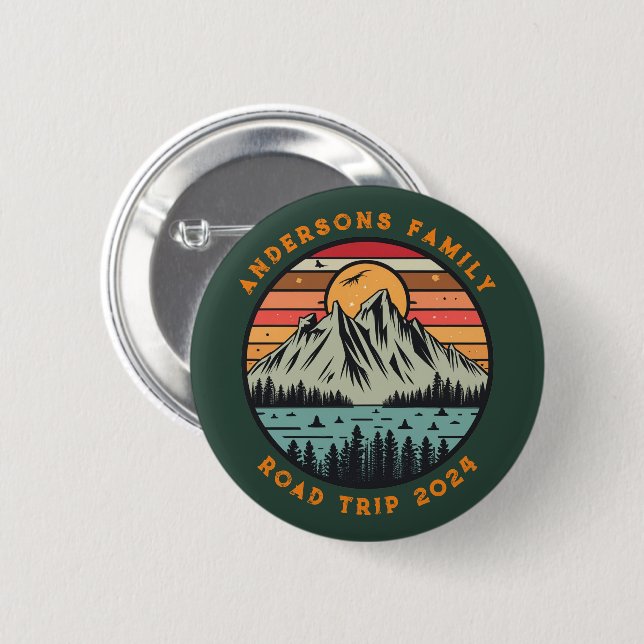 Custom Family Road Trip Vacation Reunion 6 Cm Round Badge (Front & Back)
